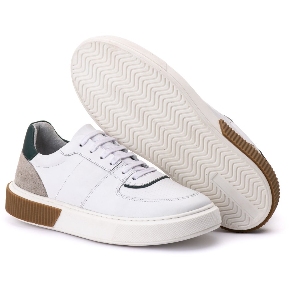 Tenis Casual Londres Branco/Verde/Bege 17001