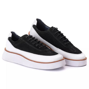 Tenis Casual Camurça Preto Branco 7708 Promoção