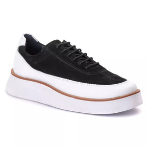 Tenis Casual Camurça Preto Branco 7708 Promoção