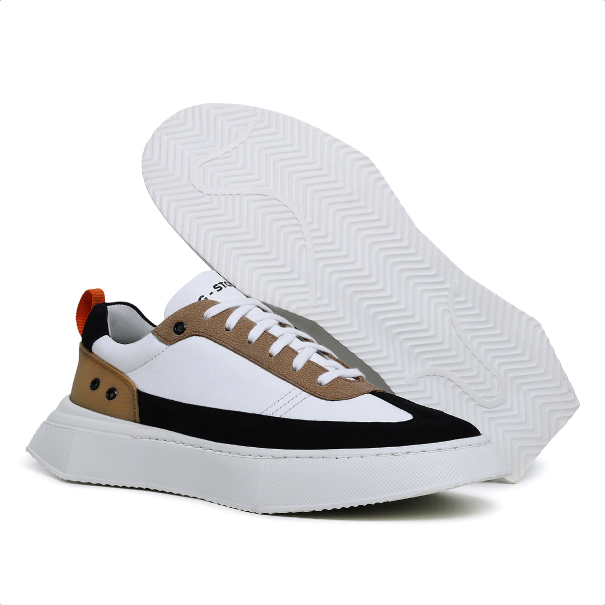 Tenis Hollywood Nobuck Preto Fly Branco e Ocre Y3-320