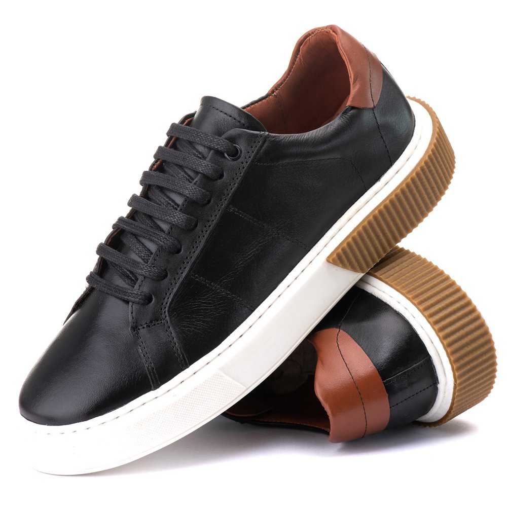 Tenis Casual Londres Comfort Preto/Castor 17002