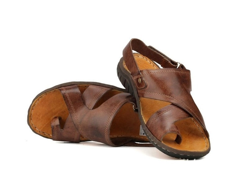 Chinelo Masculino Couro Casual Tabaco R50