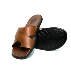 Chinelo Masculino Couro Casual Marrom R24