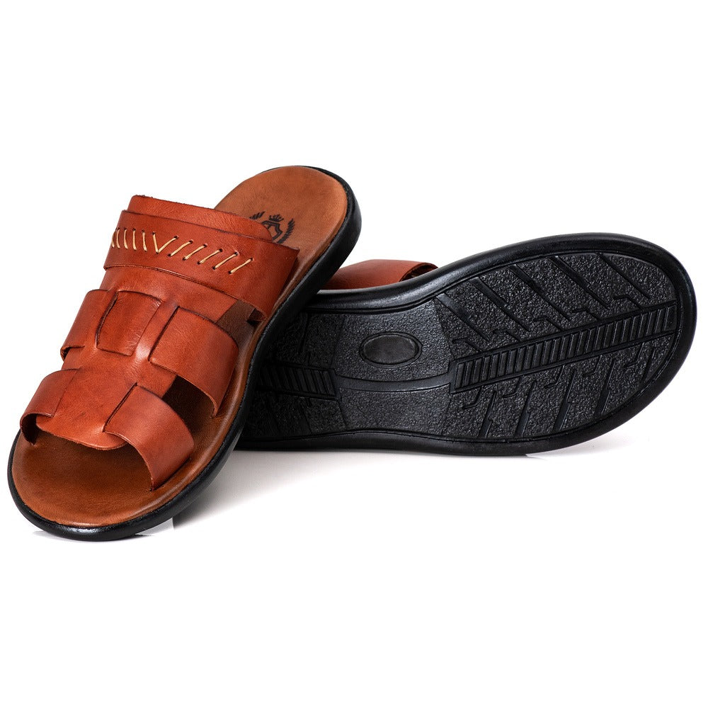 Chinelo Masculino Couro Casual Pinhão R16