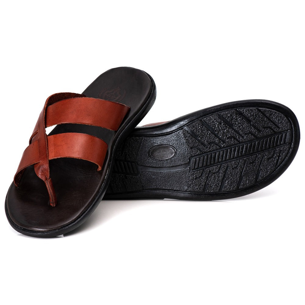 Chinelo Masculino Couro Casual Pinhão R15