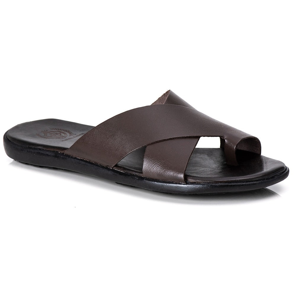 Chinelo Masculino Couro Casual Café R14