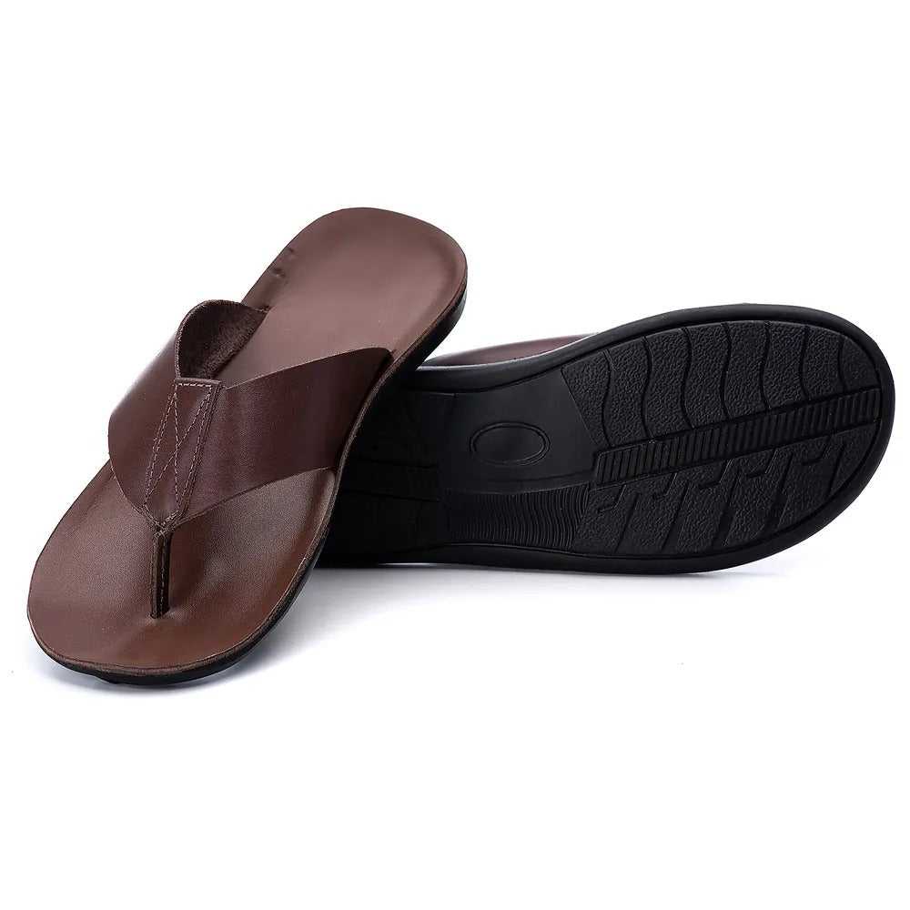 Chinelo Masculino Couro Casual Café R13