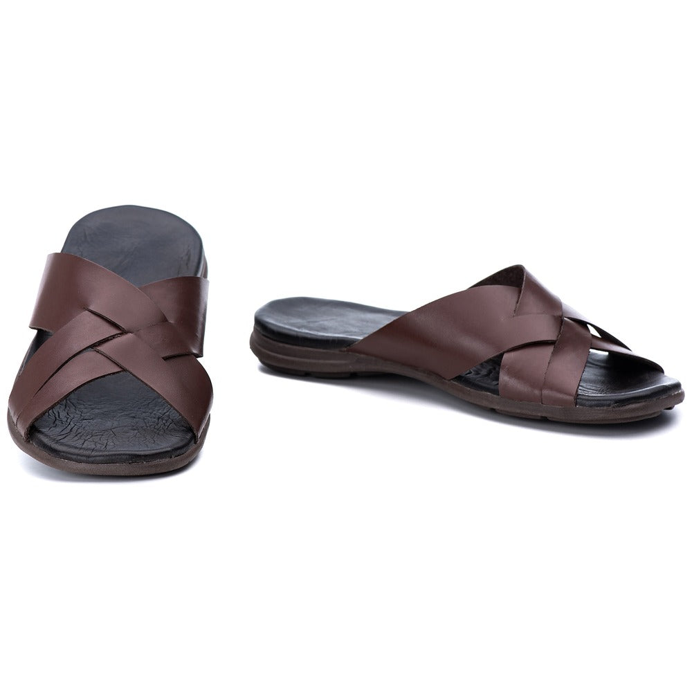 Chinelo Masculino Couro Casual Café R8