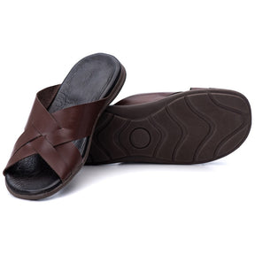 Chinelo Masculino Couro Casual Café R8