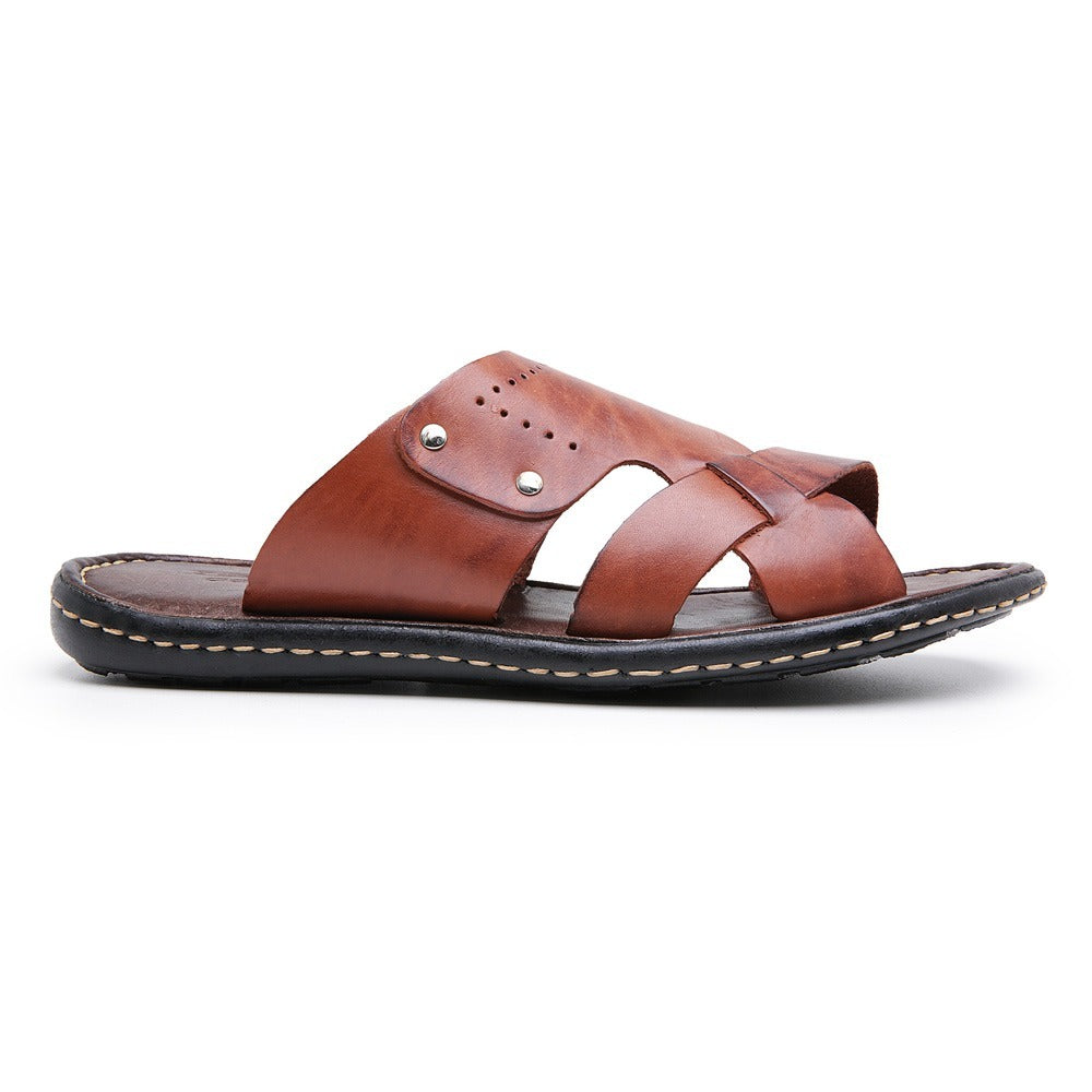 Chinelo Masculino Couro Casual Castor R6