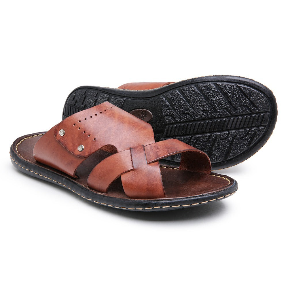 Chinelo Masculino Couro Casual Castor R6